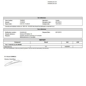 Geneza Pharma GP Methan 10 lab report (January 21, 2016)