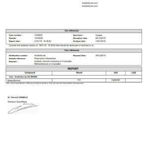 Pharmacom Dianabolos lab report (January 21, 2016)