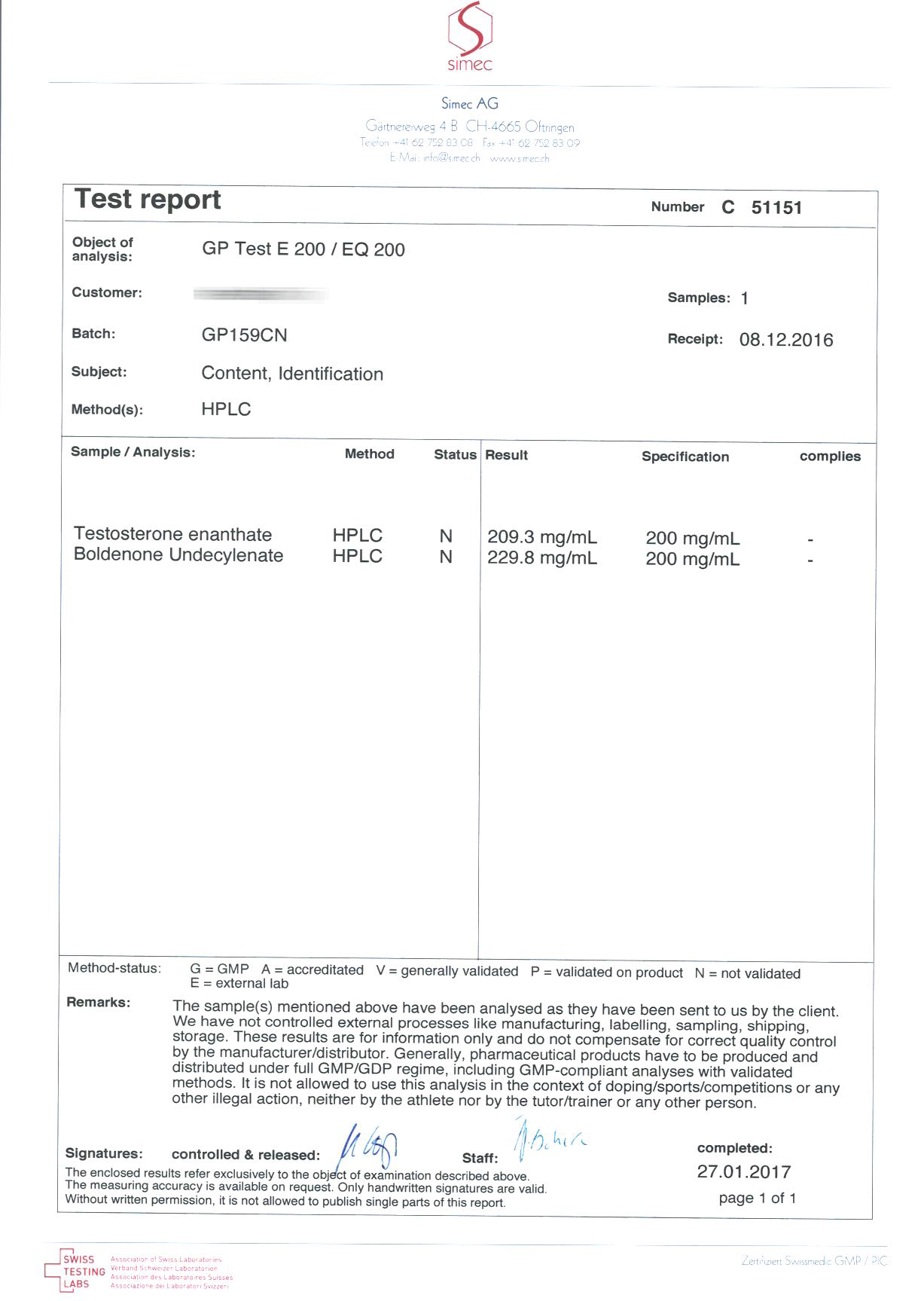 GP Test E/EQ mix (Batch GP159CN)