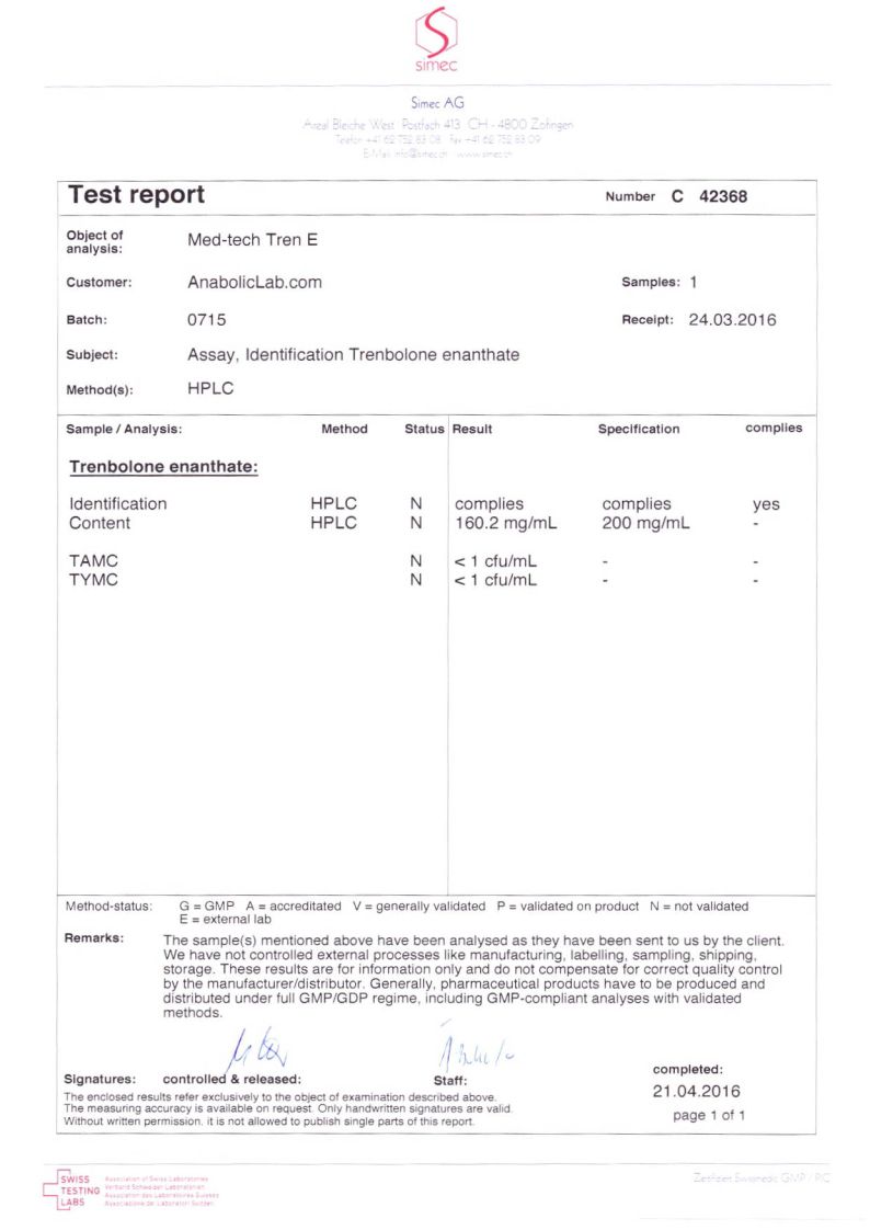 Med-Tech Solutions Tren E lab report (April 21 ,2016)