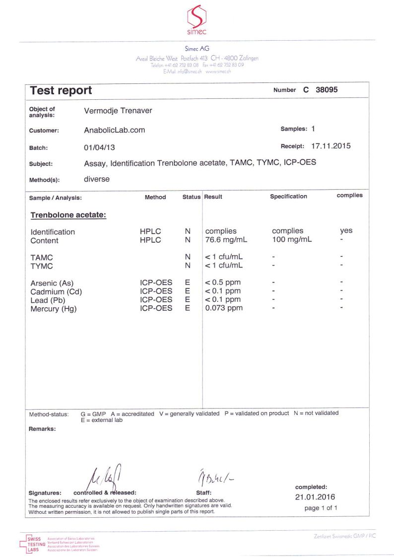 Vermodje Trenaver lab report (January 21, 2016)