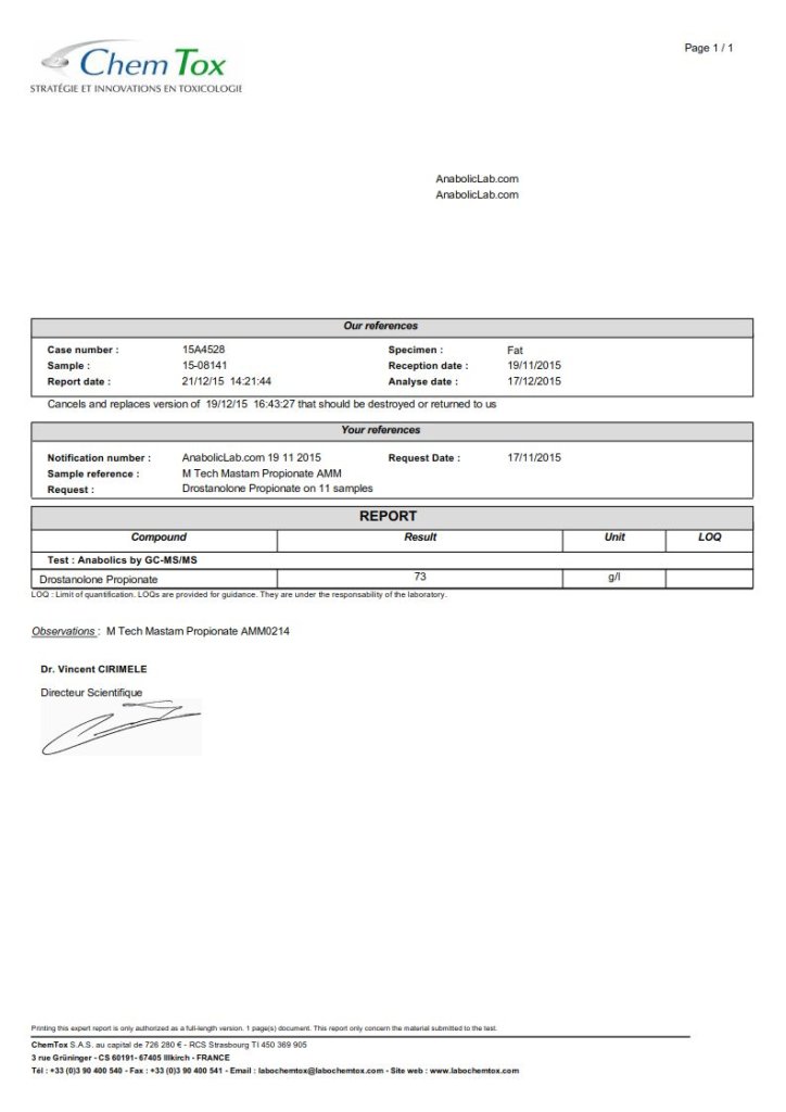 AM Tech Pharma Mastam Propionate Lab Test