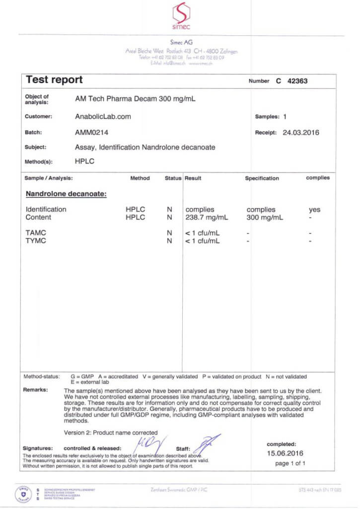 AM Tech Pharma Decam Lab Report