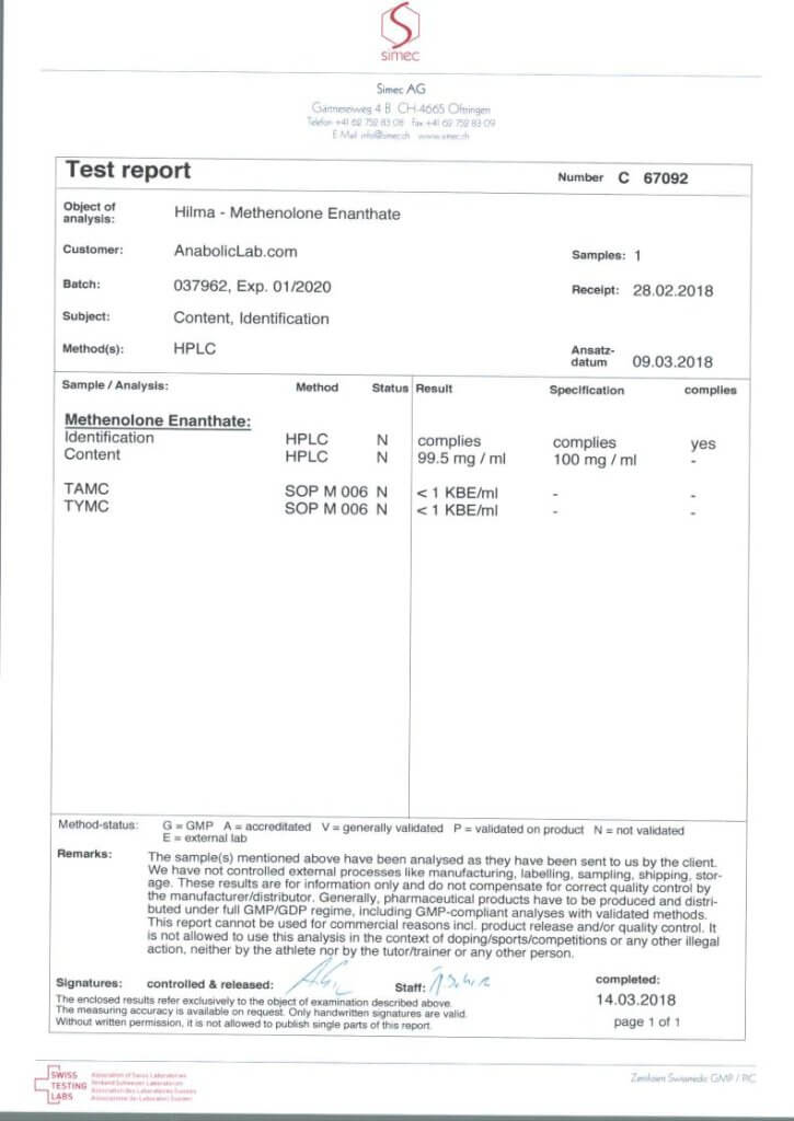 Hilma Biocare Methenolone Enanthate