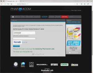 Pharmacom Labs PHARMA Nolt 300 product code verified