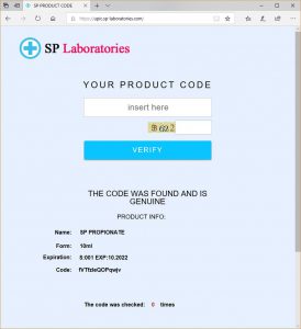 SP Laboratories SP Propionate verification