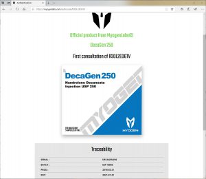 MyoGen DecaGen 250 authentication