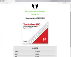 MyoGen TestoGen 250 authentication