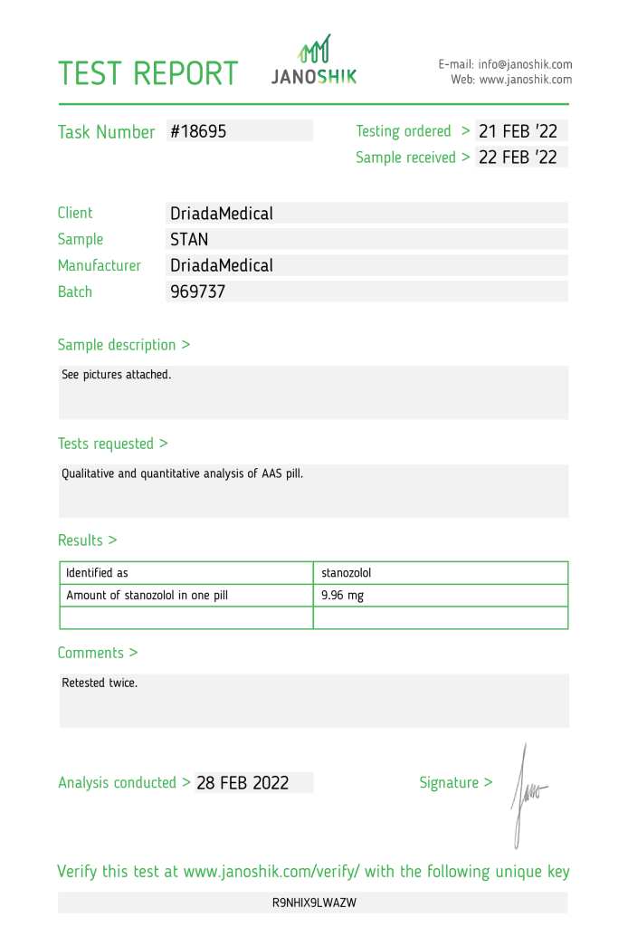 Driada Medical Stanos Lab Test