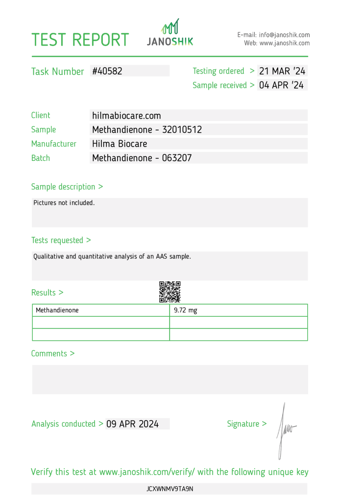 Hilma Biocare Methandienone Lab Test