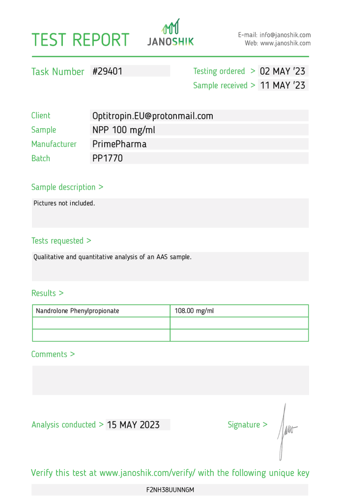 Prime Pharma NPP Lab Test