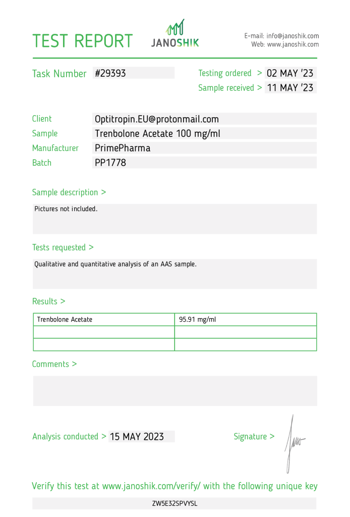Prime Pharma Tren A 100 Lab Test
