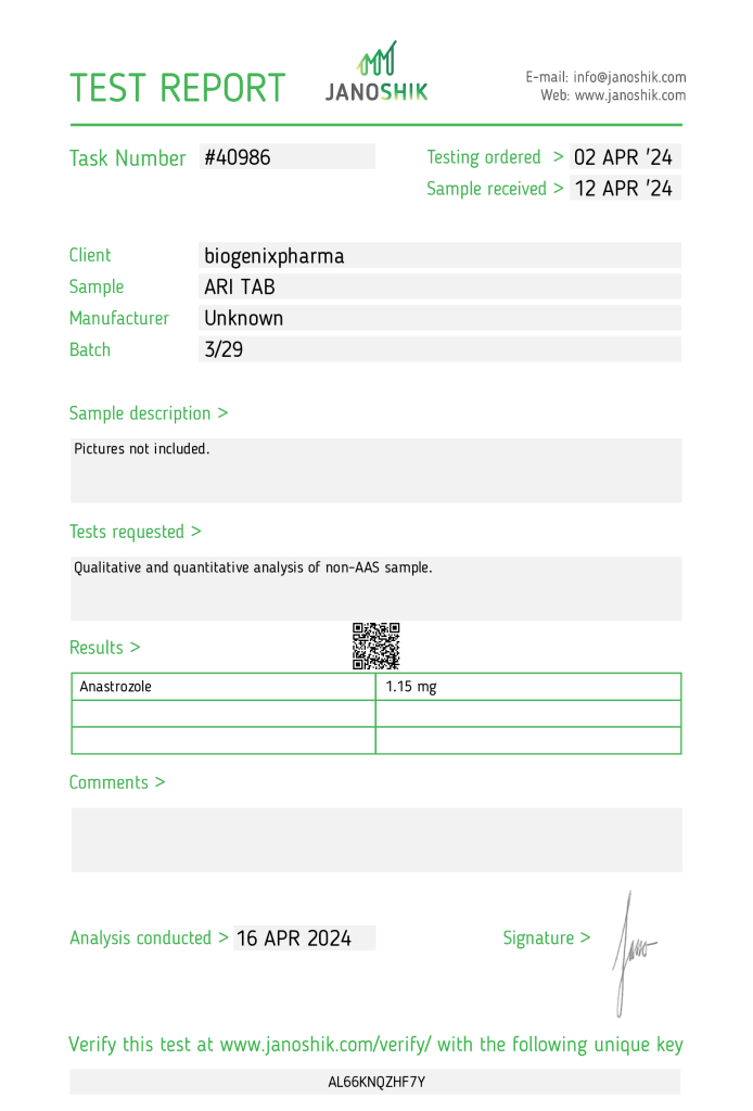 Biogenix Pharma Arimidex