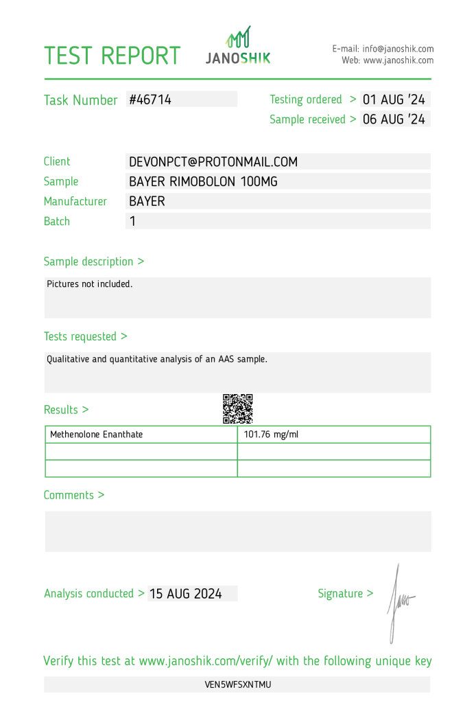 Bayer Rimobolan Lab Test