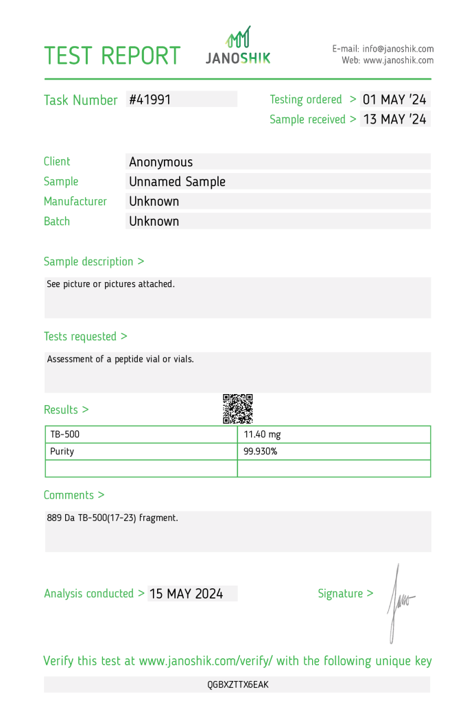 Generic Asia TB-500 lab report