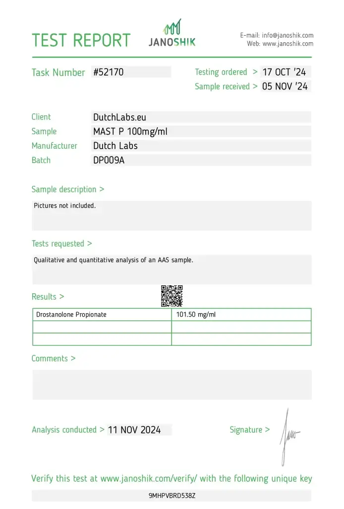 Dutch Labs Mast P 100 Lab Test