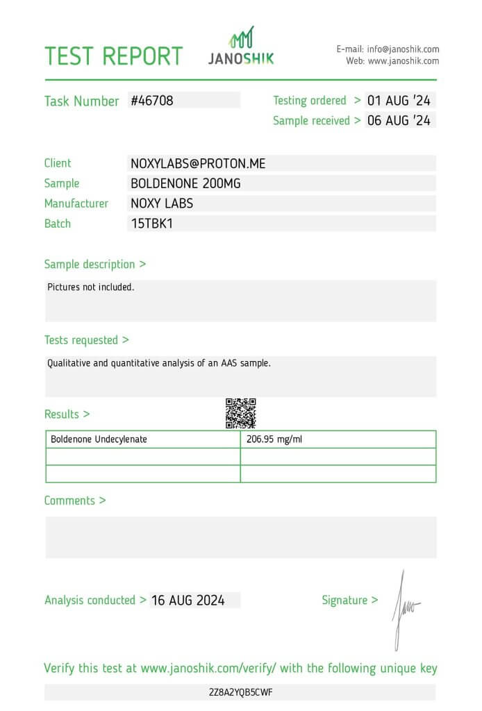 Noxy Labs Boldenone Lab Test