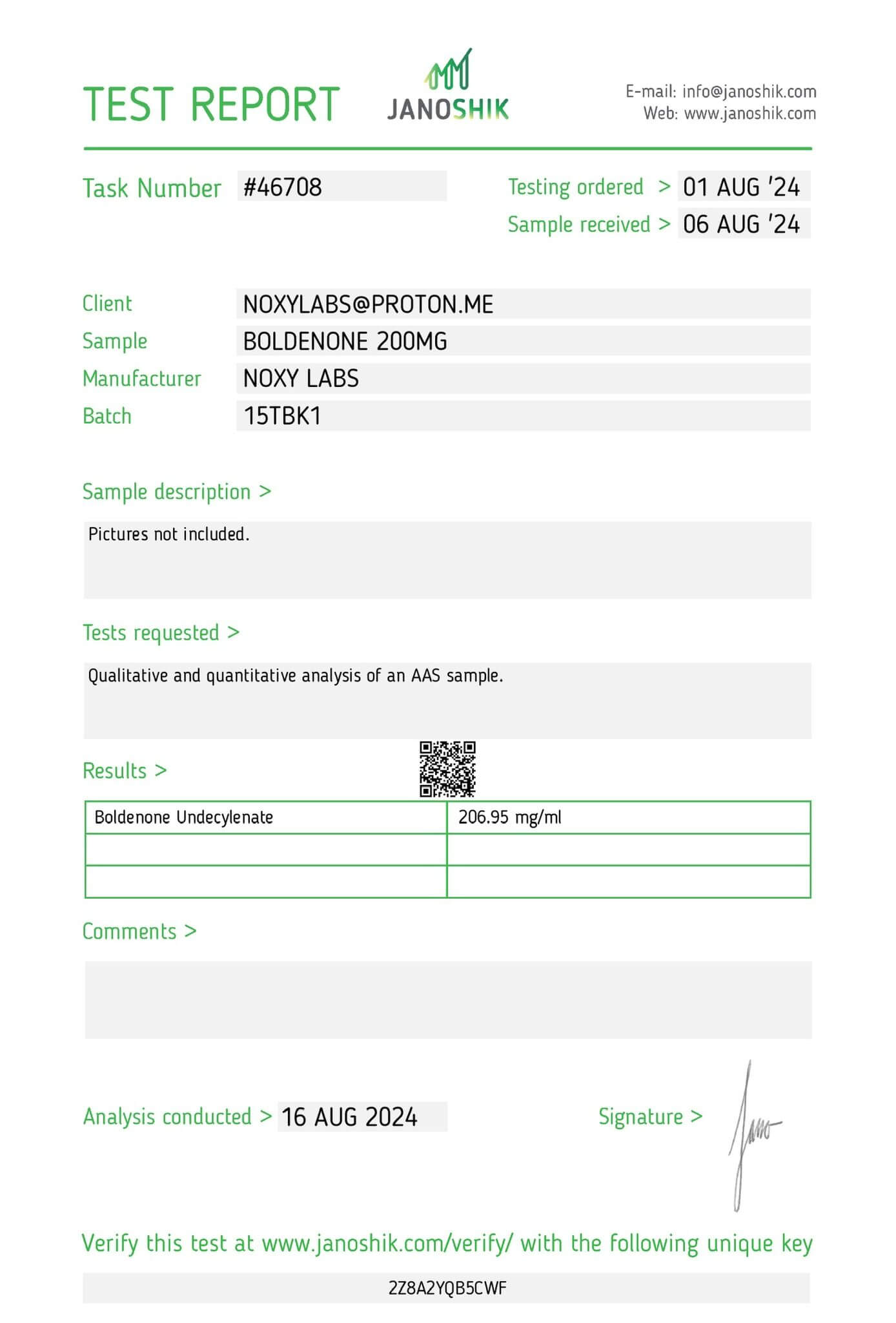 Noxy Labs Boldenone Lab Test Results