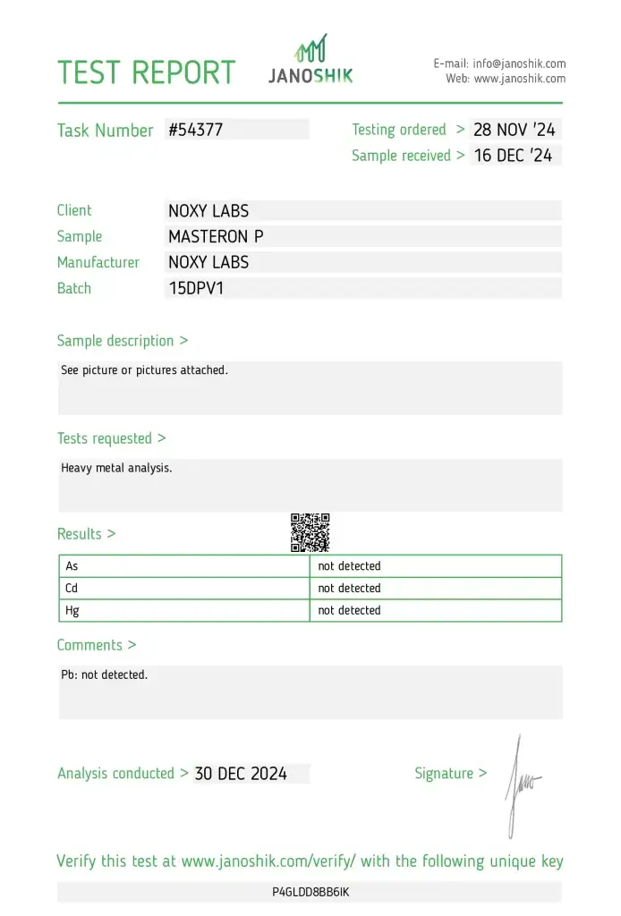 Noxy Labs Masteron Propionate Lab Report