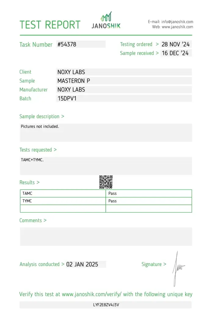 Noxy Labs Masteron P Lab Test