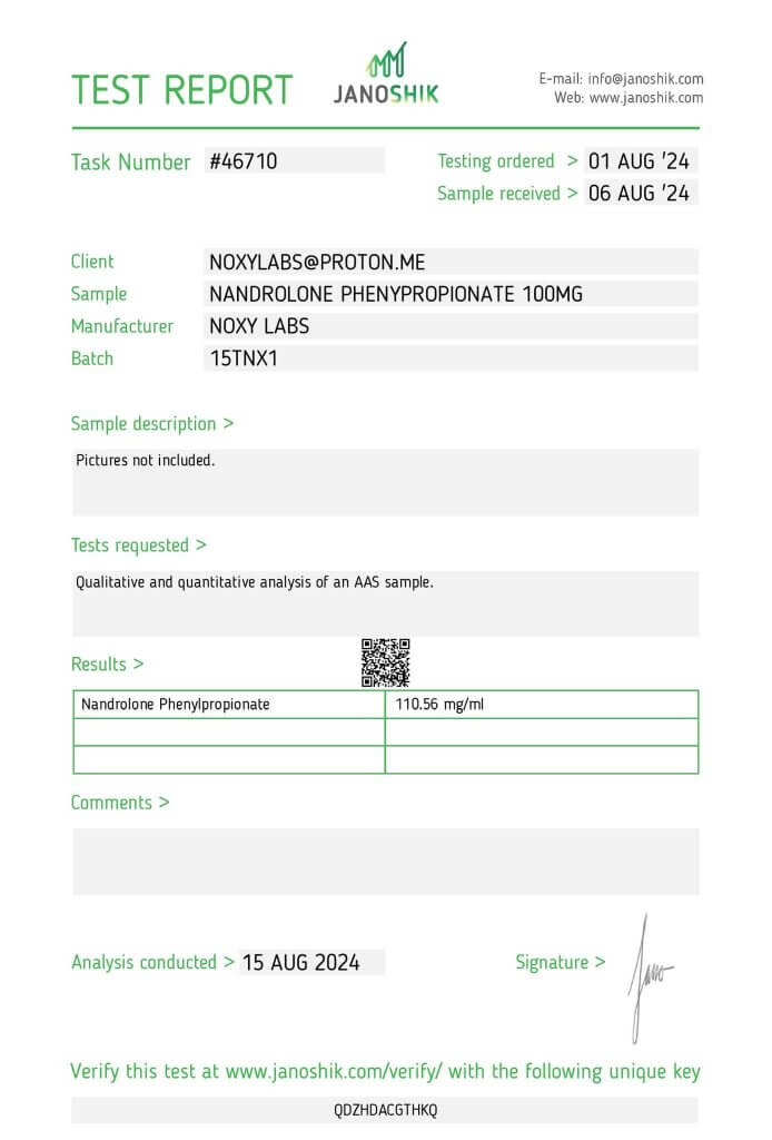 Noxy Labs Nandrolone Phenylpropionate Lab Test