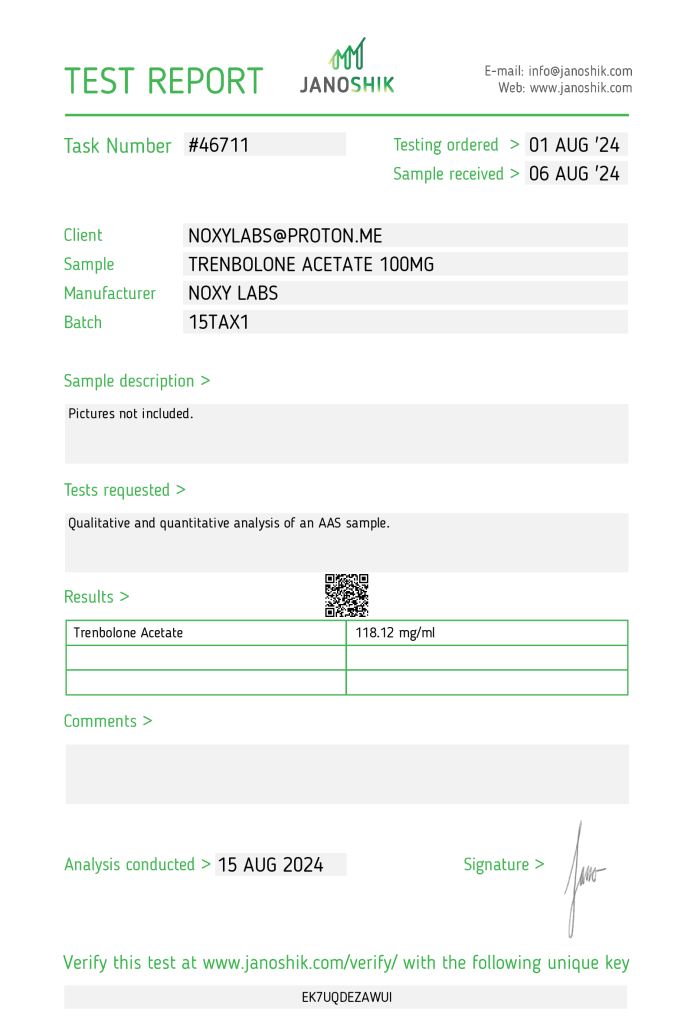 Noxy Labs Trenbolone Acetate Lab Test