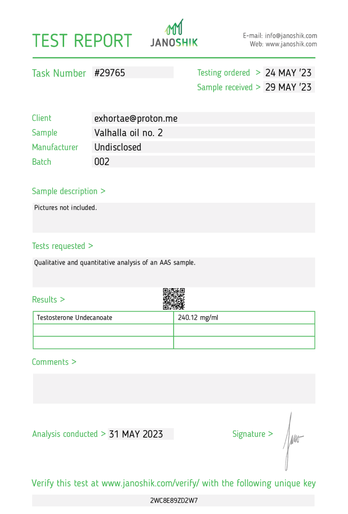 Pharmacom Labs Testosterone Undecanoate Lab Test