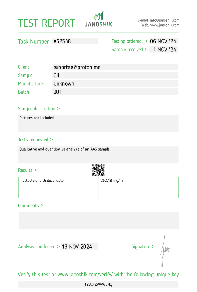 Pharmacom Labs Testosterone Undecanoate Lab Test