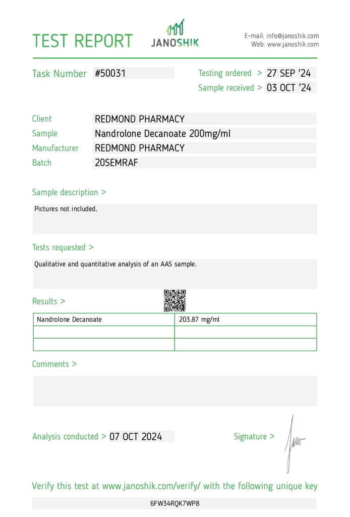 Redmond Pharmacy Nandrolone Decanoate 200 Lab Test Results