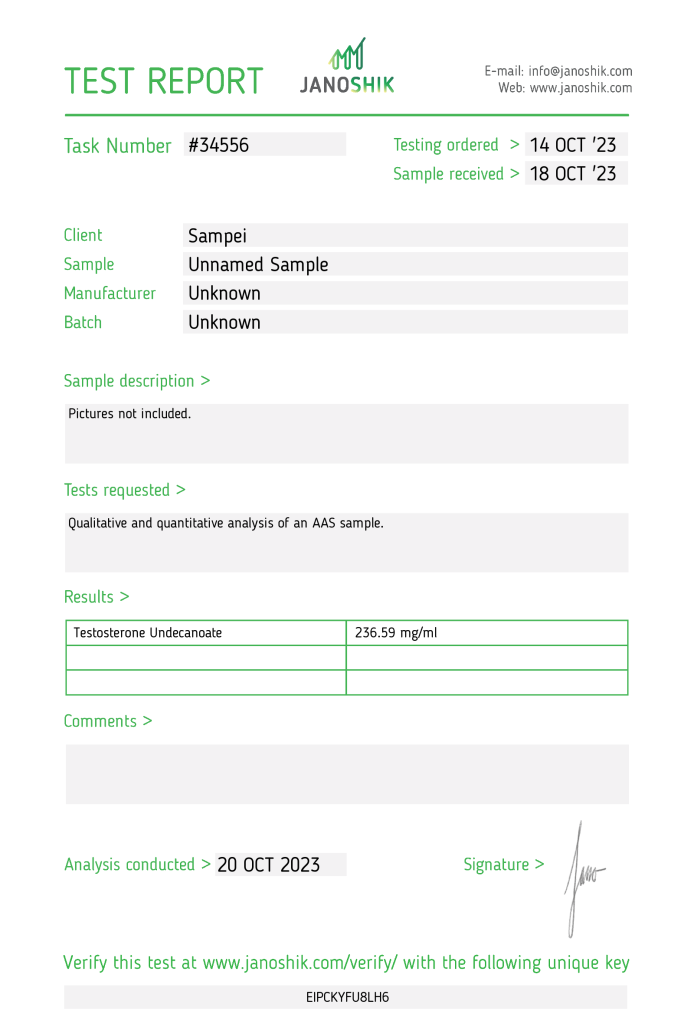 Balkan Pharmaceuticals Testosterone Undecanoate Lab Test Results