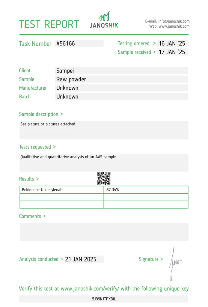 QSC Boldenone Undecylenate Powder Lab Test Results